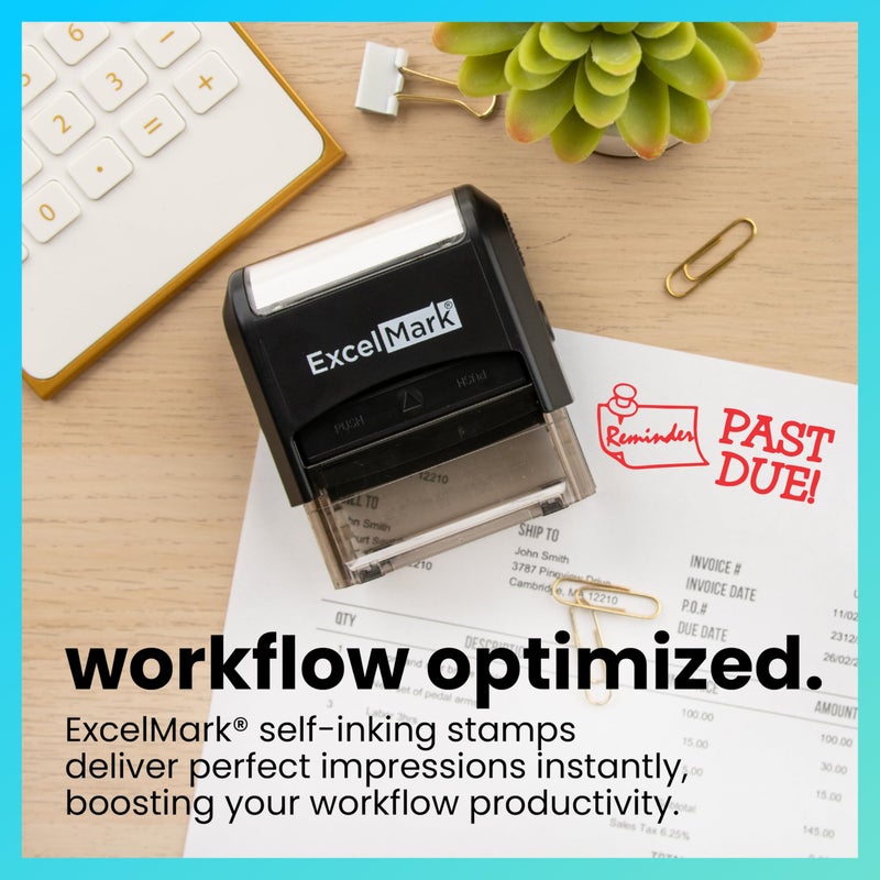 ExcelMark Reminder Past Due - Self Inking Bill Collection Stamp in Red Ink - Image 2